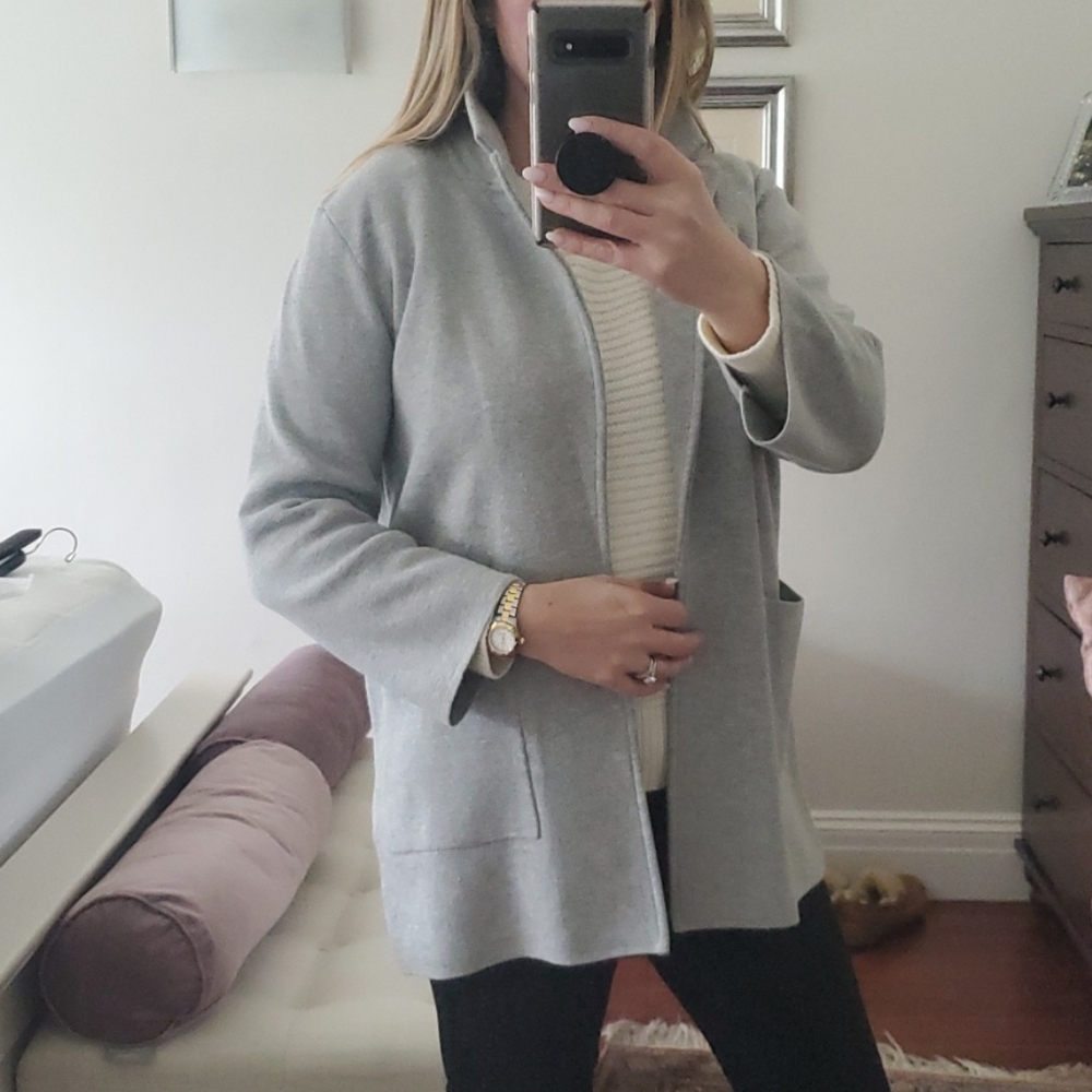 J.Crew Sophie Open Front Sweater Blazer Grey